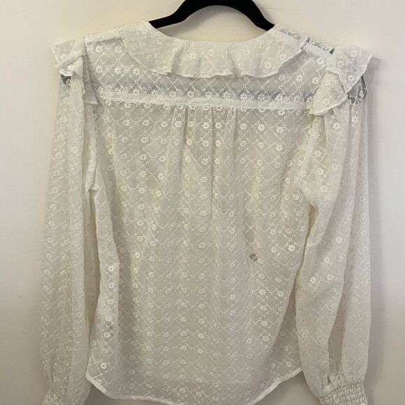 Anthropologie Maeve Laila Ruffled Blouse - Cream 4 - Picture 2 of 6